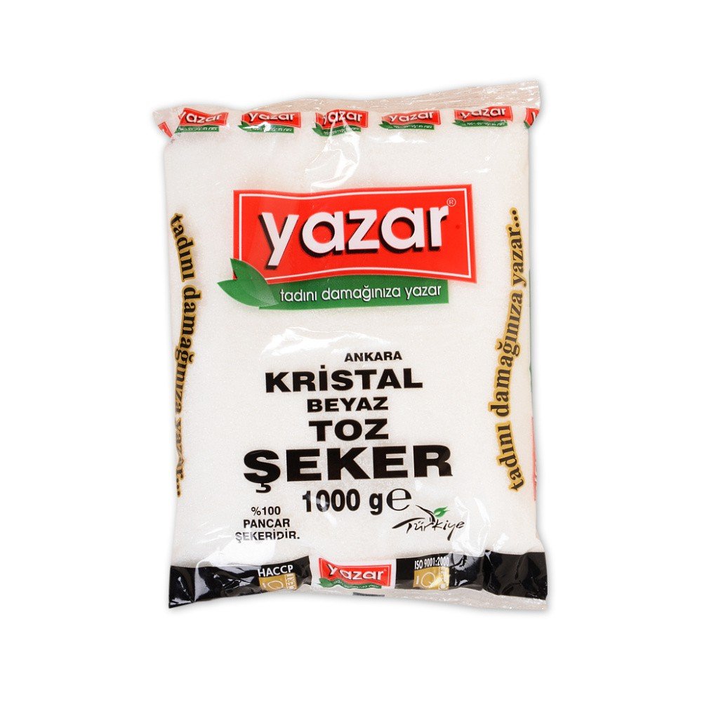 Yazar Kristal Toz Şeker 1 Kg. x 12 Paket